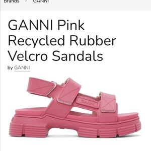 GANNI Pink Recycled Rubber Velcro Sandals